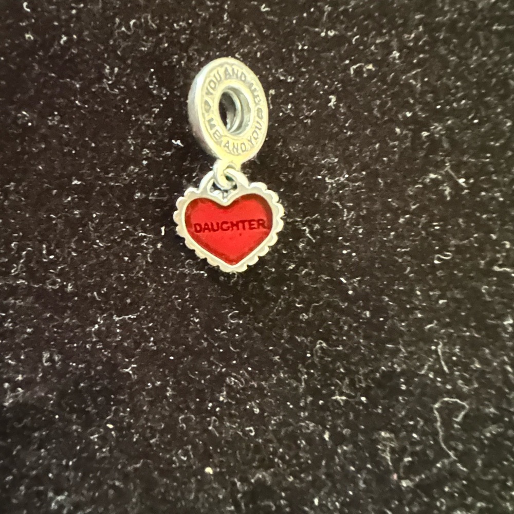 Pandora Daughter Heart Charm with Red Enamel in Sterling Silver